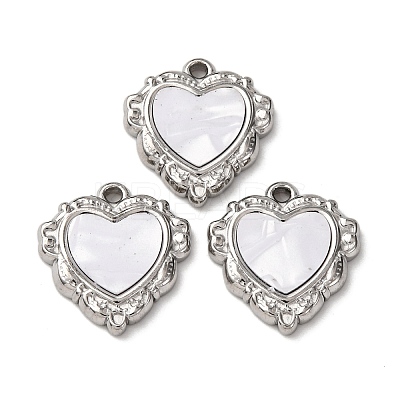 304 Stainless Steel Resin Pendants STAS-P406-15F-P-1
