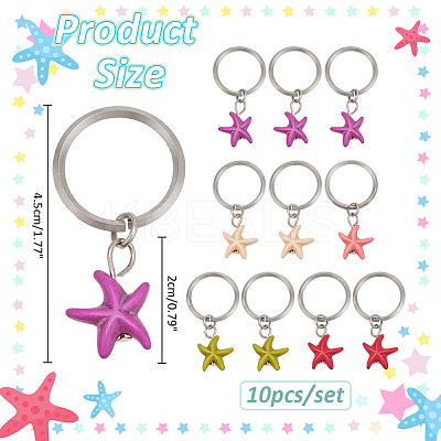 10Pcs Starfish Synthetic Turquoise Pendant Stitch Markers HJEW-NB00040-1