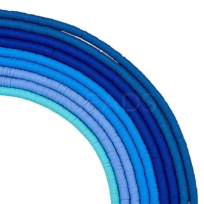 10 Strands 5 Colors Flat Round Handmade Polymer Clay Beads CLAY-SZ0002-02D-1