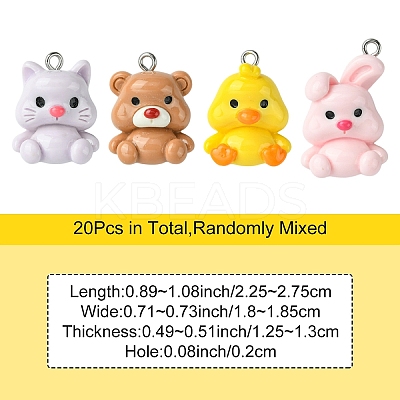 20Pcs Animal Series Opaque Resin Pendants CRES-YW0002-51-1
