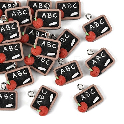 20Pcs Study Theme Opaque Resin Pendants RESI-YW0004-52-1