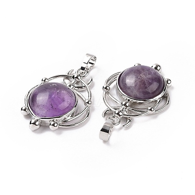 Natural Amethyst Pendants G-P496-05P-20-1