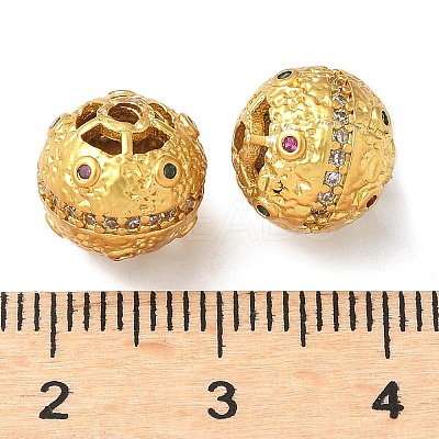 Brass Micro Pave Cubic Zirconia Beads KK-A254-22G-1