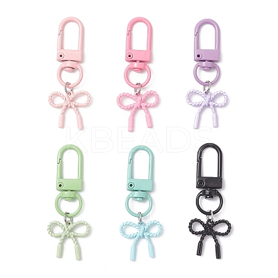 6Pcs Spray Plating Alloy Bowknot Pendant Decorations HJEW-JM04239-1