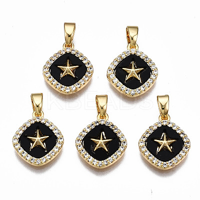 Brass Micro Pave Clear Cubic Zirconia Charms KK-T063-87-NF-1