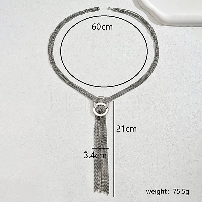 201 Stainless Steel Tassel Necklaces for Women MO2717-2-1
