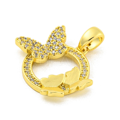 Brass Micro Pave Clear Cubic Zirconia Pendants KK-P263-03C-G-1