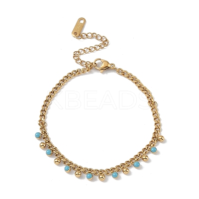 Golden Tone 304 Stainless Steel Enamel Twisted Chain Bracelets BJEW-P321-02G-1