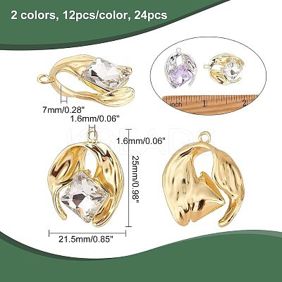 24Pcs 2 Colors Alloy Rhinestone Pendants FIND-CA0004-92-1