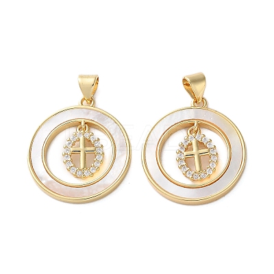 Brass Micro Pave Cubic Zirconia Pendants KK-U070-02B-G-1