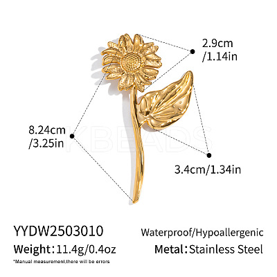 Sunflower 304 Stainless Steel Brooches NK4193-1