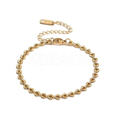 4MM 304 Stainless Steel Heart Link Chain Bracelets for Women LS-BJEW-G759-07G-1