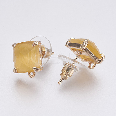 Faceted Glass Stud Earring Findings LS-GLAA-F084-C04-1