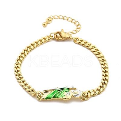 Brass Cuban Link Chain Bracelets BJEW-A035-03G-1