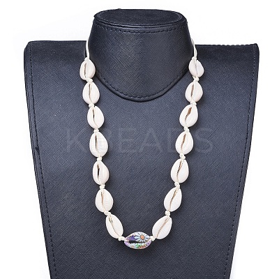 Adjustable Cowrie Shell Beaded Necklace and Bracelets Jewelry Sets SJEW-JS01019-1