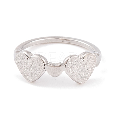 Non-Tarnish 304 Stainless Steel Heart Finger Ring for Women RJEW-C086-10-P-1