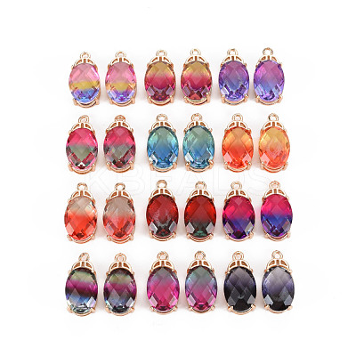 Rack Plating Brass Micro Pave Clear Cubic Zirconia Pendants KK-T060-62-RS-1