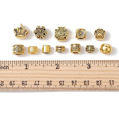 60Pcs 12 Style Tibetan Style Alloy European Beads FIND-FS0001-80-1