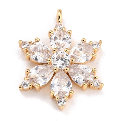 Brass Micro Pave Clear Cubic Zirconia Pendants ZIRC-L097-036G-1