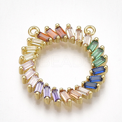 Brass Cubic Zirconia Pendants ZIRC-S061-71-1