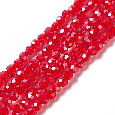 Faceted(32 Facets) Electroplate Glass Bead Strands X-EGLA-R015-4mm-20-1