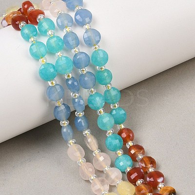 Natural Agate(Dyed & Heated) & Dyed White Jade & Tiger Eye Beads Strands G-Z135-B09-1
