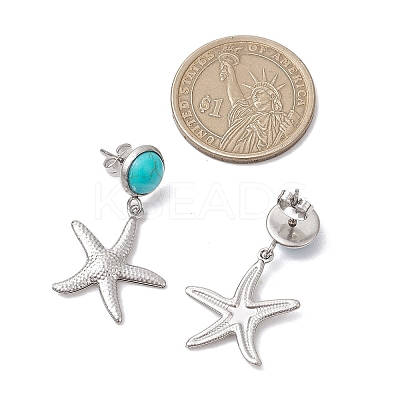 304 Stainless Steel Dangle Stud Earrings EJEW-JE06302-03-1