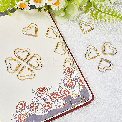 100Pcs Heart Shape Iron Paper Clips TOOL-WH20002-03A-G-1