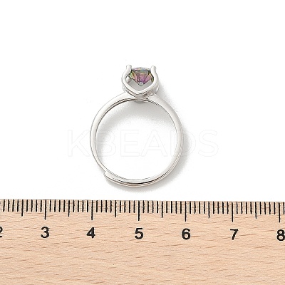 Rhodium Plated 925 Sterling Silver Moissanite Adjustable Rings RJEW-U038-10P-1