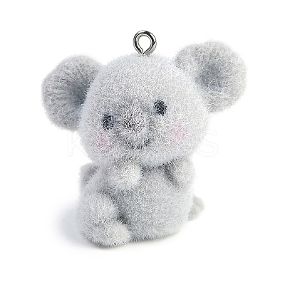 Animal Theme Flocky Resin Pendants LS-RESI-M051-01E-1