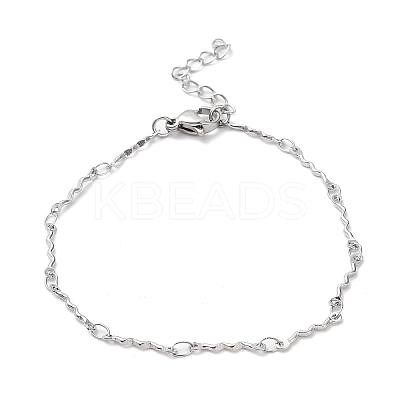 Non-Tarnish 304 Stainless Steel Wave Bar Link Chain Bracelet BJEW-K226-08P-1