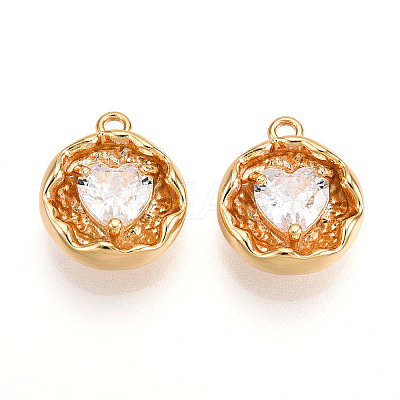 Brass Micro Pave Cubic Zirconia Charms KK-N262-114A-G-1