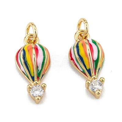 Brass Micro Pave Clear Cubic Zirconia Charms ZIRC-A020-04G-1