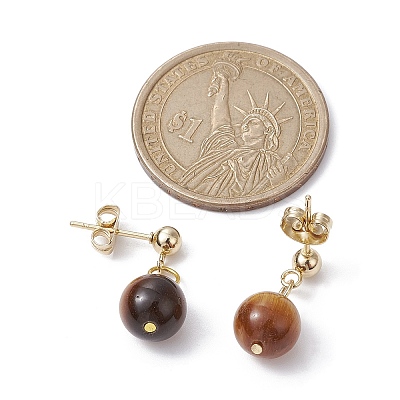 Natural & Synthetic Mixed Gemstone Round Ball Dangle Stud Earrings EJEW-JE05537-1