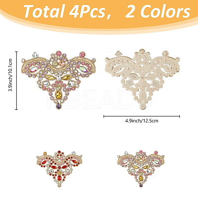 4Pcs 2 Colors Flower Alloy Rhinestones Appliques DIY-FH0006-98-1