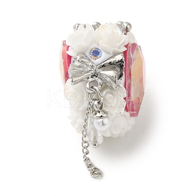 Heart with Crown Polymer Clay Rhinestone Tassel Dangle Beads CLAY-E004-01-1