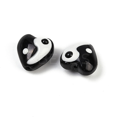 Yin-yang Theme Baking Paint Glass Beads LAMP-B028-01A-1