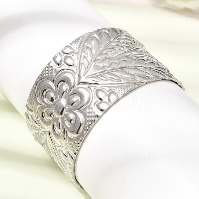 35MM 304 Stainless Steel Textured Flower Wide Cuff Bangles for Women SA-CBAB767-33P-1