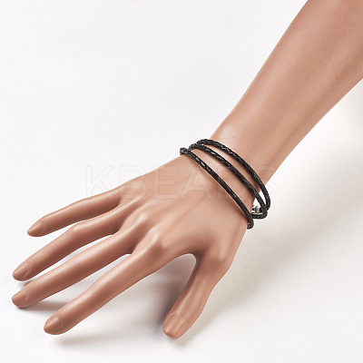 Leather Braided Cord Wrap Bracelets/Necklaces BJEW-JB03919-01-1
