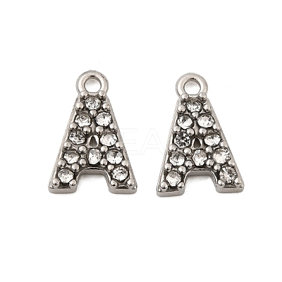 Letter 304 Stainless Steel Rhinestone Charms STAS-H240-24A-P-1