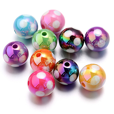 10Pcs UV Plating Colours Acrylic Beads OACR-S146-01E-1