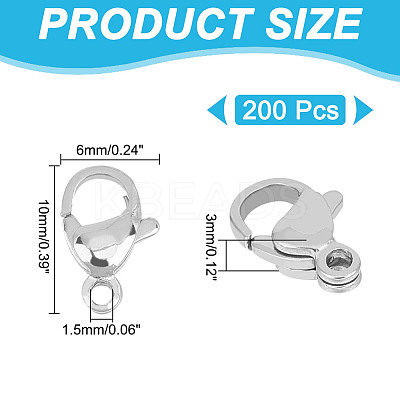 304 Stainless Steel Lobster Claw Clasps Jewelry Making Findings STAS-UN0003-50D-1