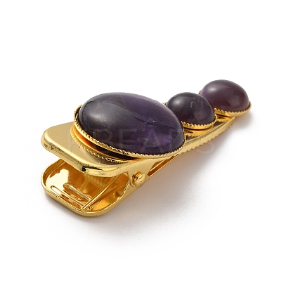 Natural Amethyst Alligator Hair Clips G-B042-03G-02-1