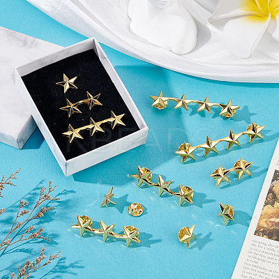 16Pcs 4 Styles Star Zinc Alloy Brooches JEWB-HY0001-41G-1