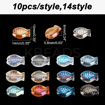 140Pcs 14 Style Electroplate Glass Beads EGLA-AR0001-14-1
