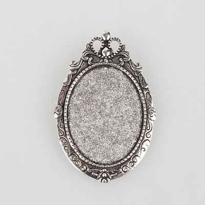 Vintage Tibetan Style Alloy Brooch Cabochon Settings PALLOY-N0085-35AS-1