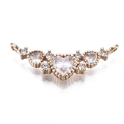 Brass Micro Pave Clear Cubic Zirconia Pendants Links X-KK-S359-162-RS-1