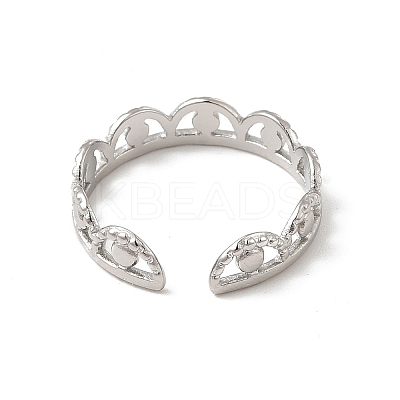 Non-Tarnish 304 Stainless Steel Crown Open Cuff Ring for Women RJEW-E066-08P-1
