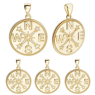 6Pcs Brass Micro Pave Cubic Zirconia Pendants KK-BBC0018-94-1