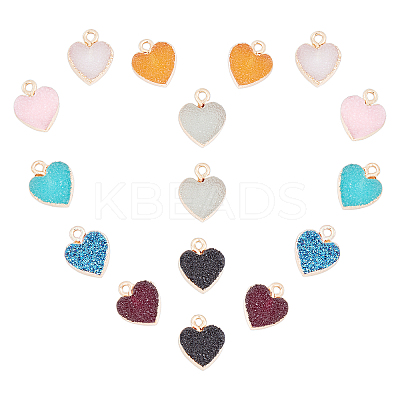 16Pcs 8 Colors Electroplate Druzy Resin Pendants RESI-SC0001-57LG-1